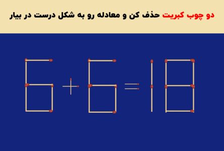 چه دو چوب کبریت باید برداریم که معادله 18=6+6 صحیح شود؟