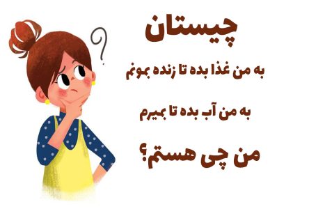 من چی هستم؟ من نیازمند غذا و منابع آبی هستم تا زنده بمانم.