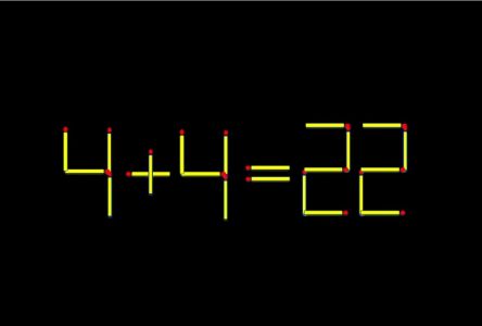 تغییر موقعیت چوب کبریت و حل معادله 22 = 4 + 4 به شکل دقیق.