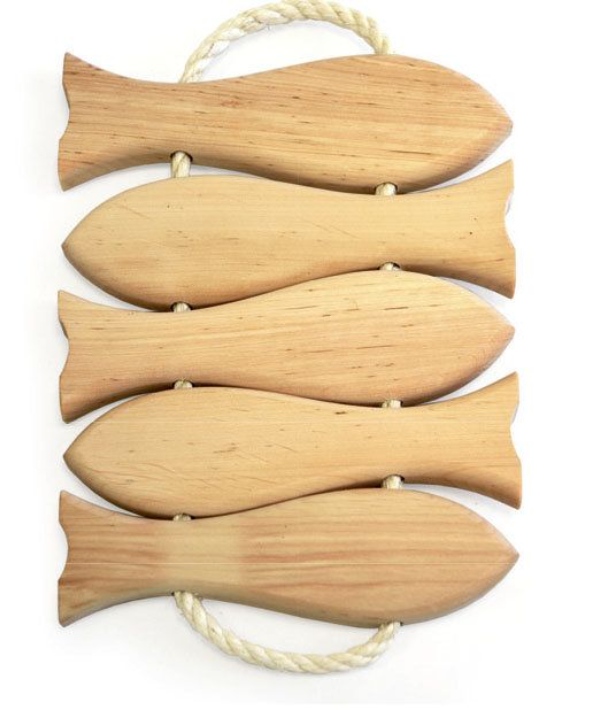 زیرقابلمه‌ای ماهی چوبی زیبا