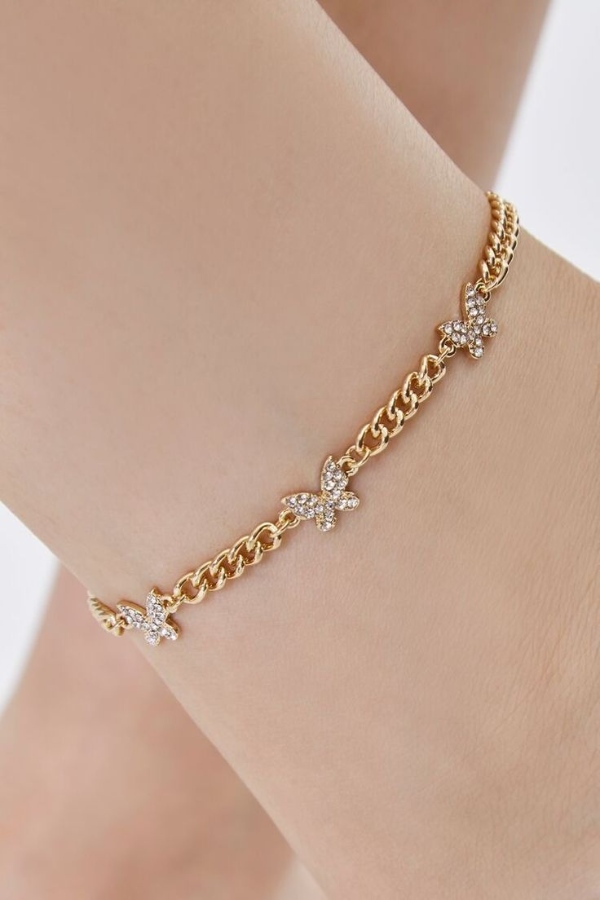 دستبند طلا زنجیری پروانه‌ای زیبا