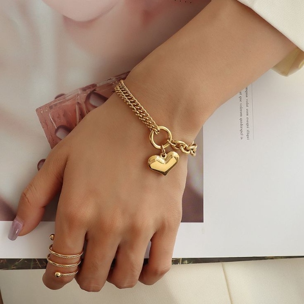 دستبند با آویز قلب زنجیری زیبا