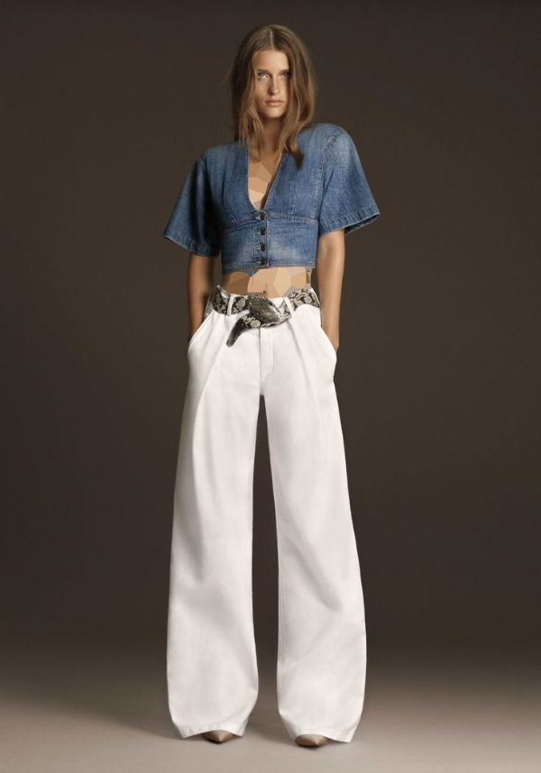 مدل کراپ آستین کوتاه جین زیبا