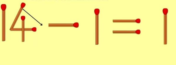 جواب معمای چوب کبریت ۱=۱-۱۴