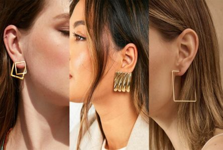 گوشواره مربع هندسی با طرح‌های مدرن برای زنانی با صورت گرد