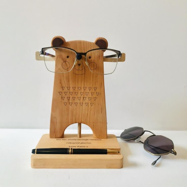 مدل هولدر عینک چوبی طرح خرس زیبا