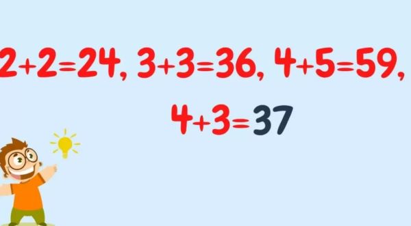 جواب معمای اگر ۲۴=۲+۲، ۳۶=۳+۳ و ۵۹=۴+۵ برقرار باشد؛   ؟=۴+۳ چیست؟