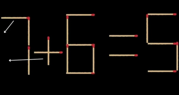 جواب معمای چوب کبریت ۵=۶+۷
