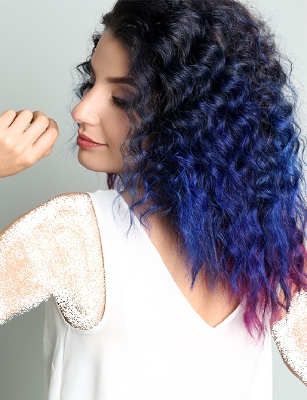 رنگ موی آبی پررنگ و بنفش