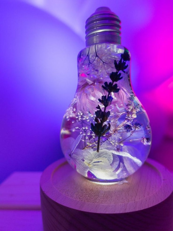 مدل چراغ خواب حبابی  گلدار زیبا